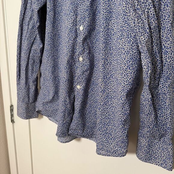 Khakis of Carmel Shirt Mens Sz 16.5/42 Blue Floral Long Sleeves Button Up Italy - Picture 3 of 12